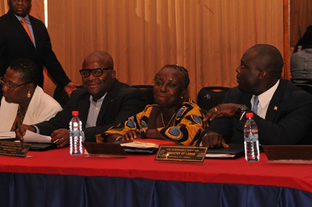 (l-r) Labor Minister Lighe, Director General -GSA Broh, Acting Commerce Minister Allen...